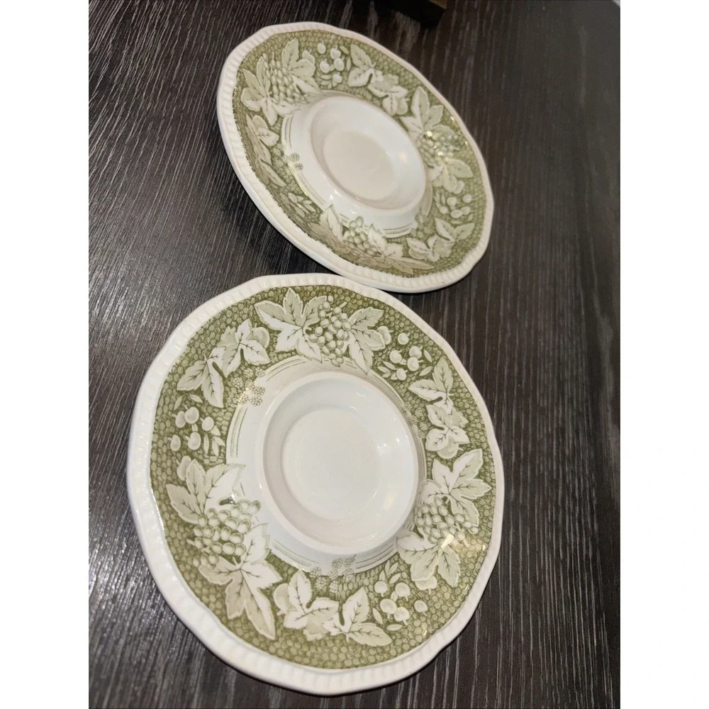 Kensington Staffords Somerset Saucers Green White Fruit Lot of 2